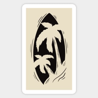 Surfboard in the silhouette of the palms Magnet